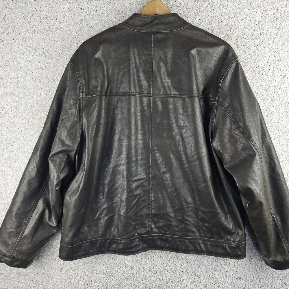 Vintage Arizona Jeans Co Faux Leather Racer Cafe Jacket Size 2XL Moto Quilted